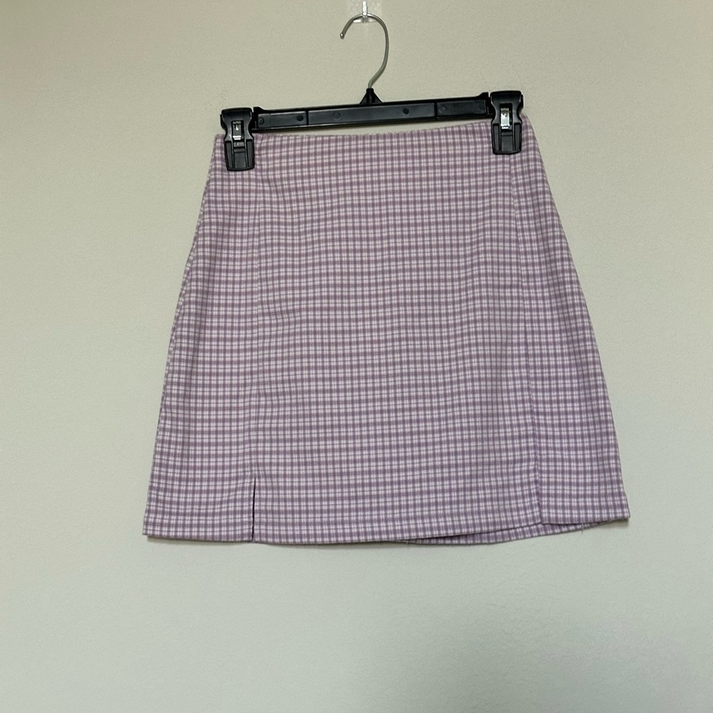 Brandy Melville, J Galt.‎  Mini skirt Purple White Checkered Slits Size S
